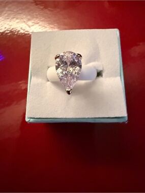 Pear-Cut White Crystal Statement Ring - Women Jewelry